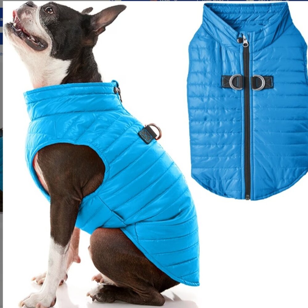 New with tags! Gooby Puffer Dog jacket.  Blue.  Medium: 18-in chest